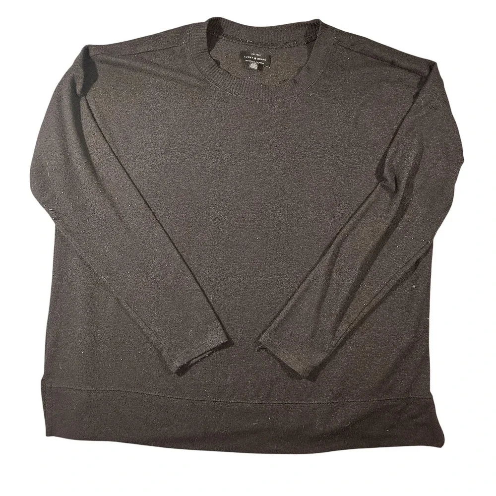 Lucky Brand Sweater Mens Large Black‎ Crewneck Knit Pullover Casual 7WC7008